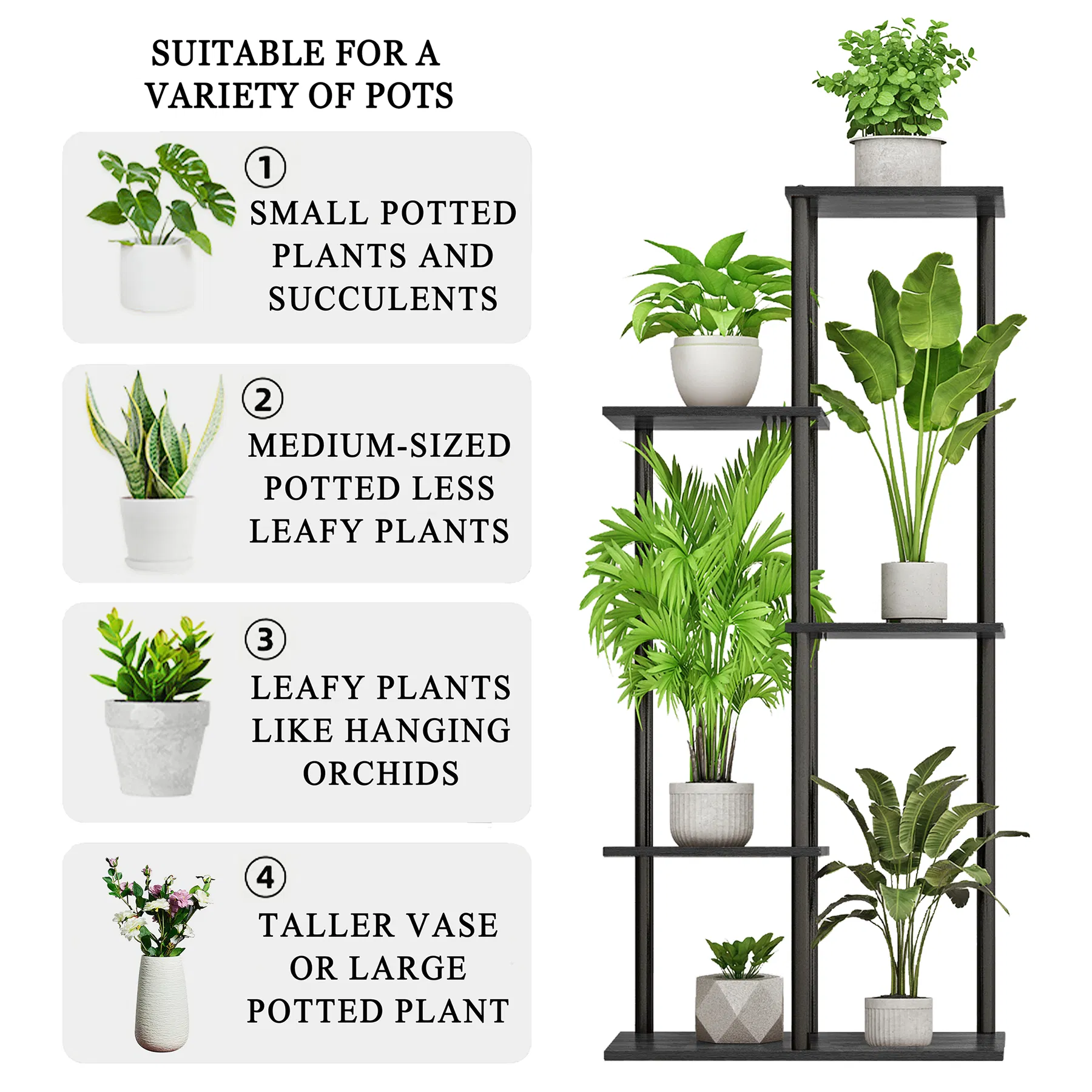 5-Tier Indoor Corner Plant Shelf for Home and Office