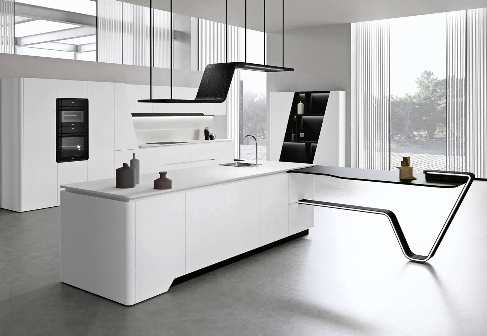 Custom Furniture Luxury Prefabricated Complete Modular Stainless Steel Handless Modern Kitchen Cabinet
