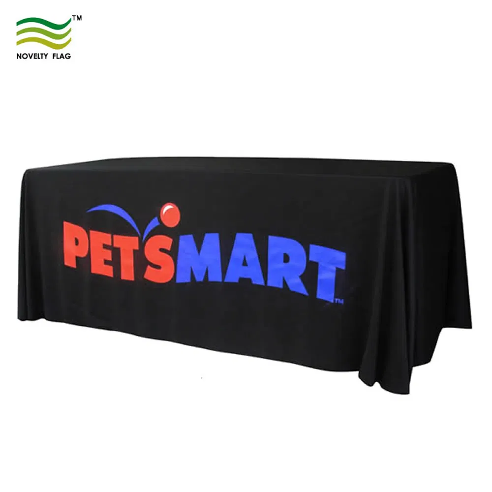 Custom 6FT 8FT Printed Polyester Table Throw Runner Table Cloth for Trade Show Exhibition Advertising