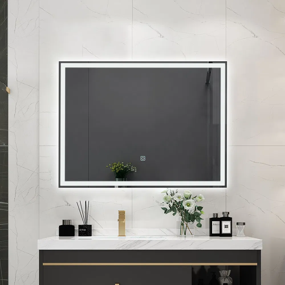 Touch Screen Bath Decorative Wall Mounted LED Backlit Mirror Rectangle Smart Bathroom Mirror