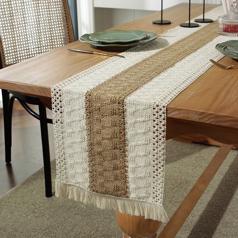 Natural Jute and Cotton Thread Hand Weaved Woven Table Runner