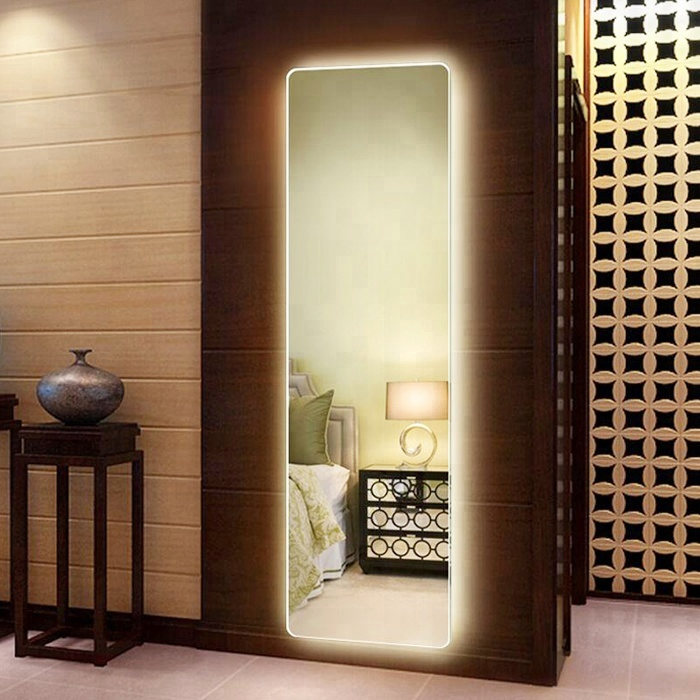 LED Full Length Mirror Mounted on Wall Backlit Customized Sizes