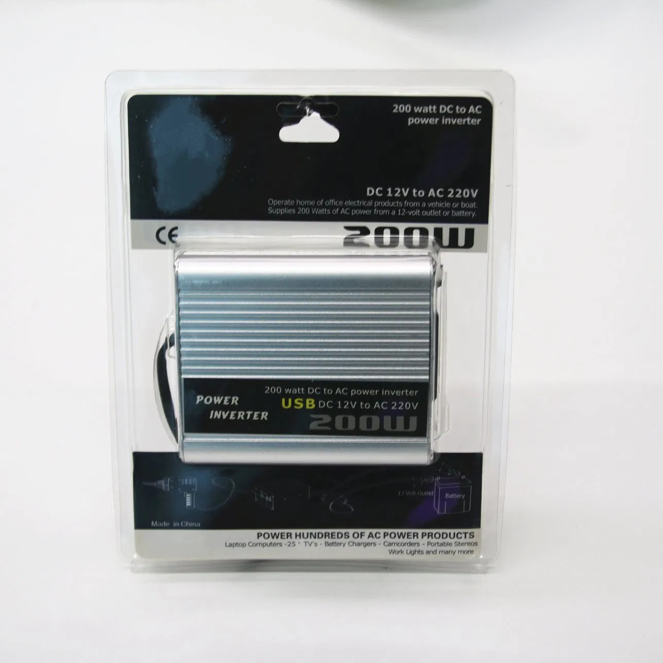 Гибридный инвертор DOXIN 200W 12V/24V для авто