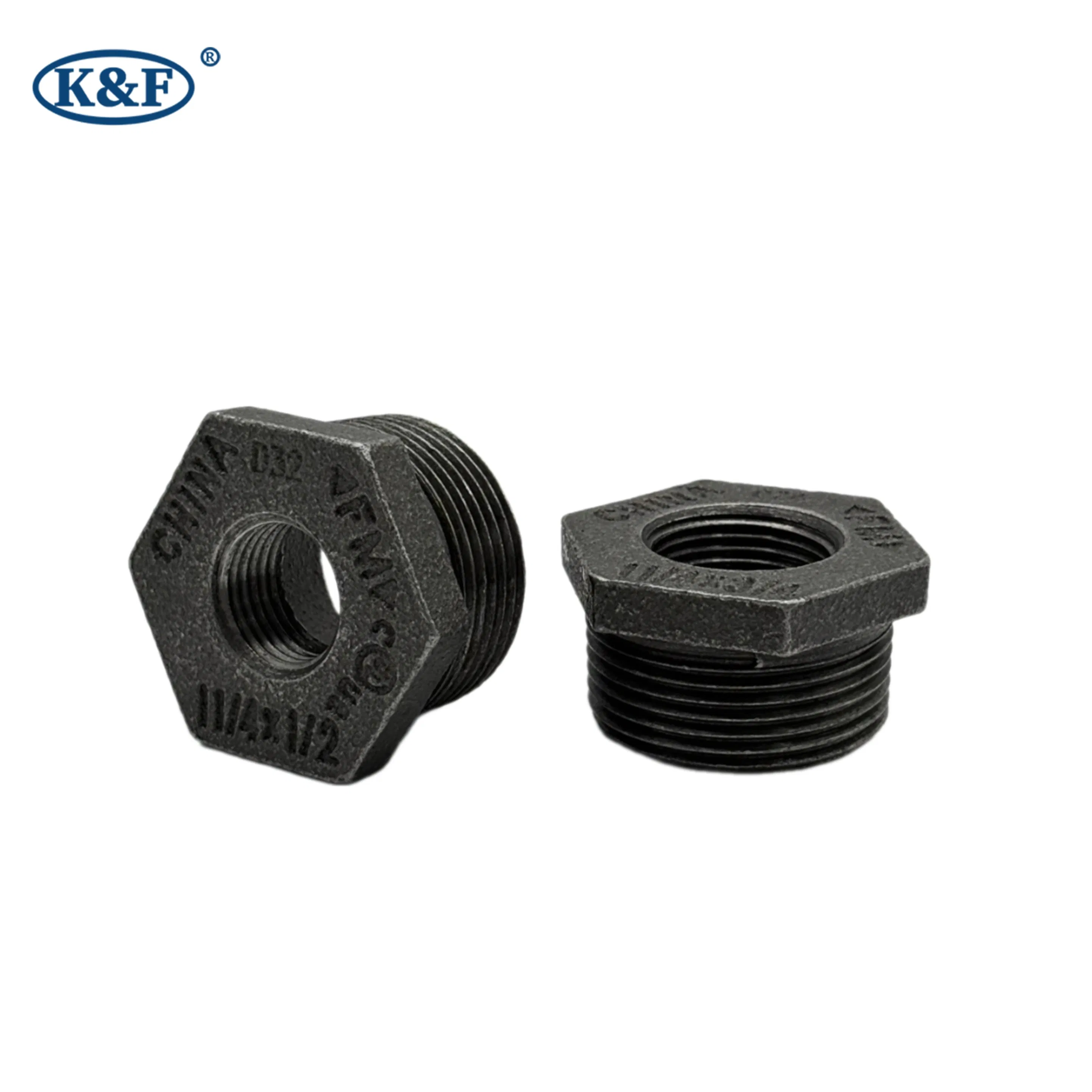 Kanaifu NPT BSPT Black Malleable Iron Mi Pipe Fitting Water Supply Bushing