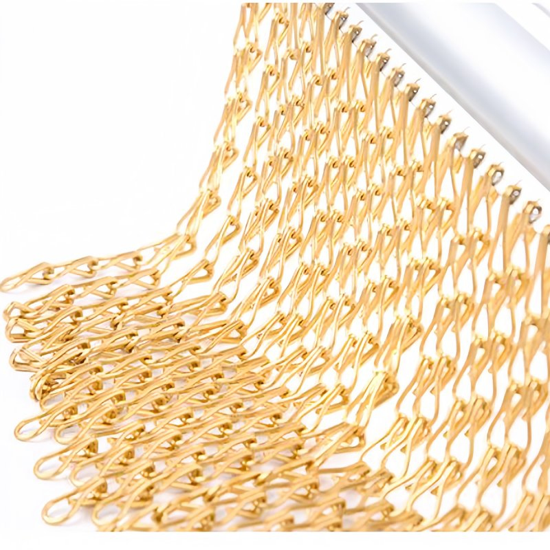 Manufacturer Golden Color Chain Link Decorative Curtain Metal Mesh Decorative Aluminum Alloy Mesh Chain Link Fly Chain Curtain