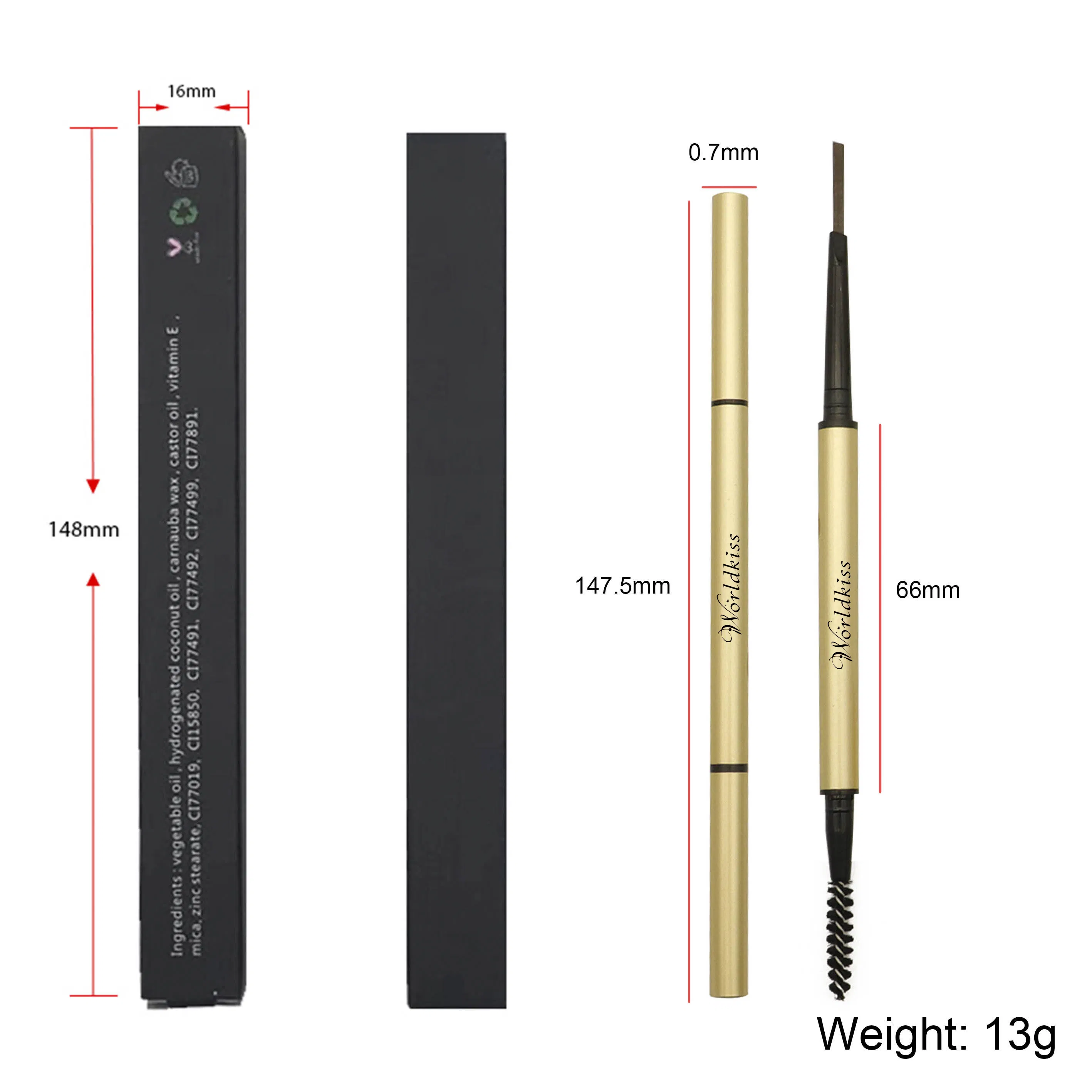 Long Lasting OEM High Pigment Ultra Thin Vegan Eyebrow Pencil