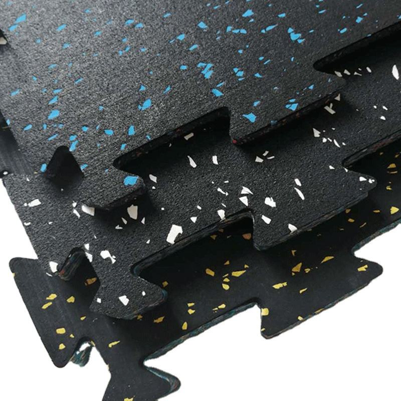 Floor Tile Anti Slip Interlocking Black Rubber Sheet Mat Recycled Indoor Puzzle Equipment Anti Vibration Flooring EPDM Gym Mat Rubber Floor