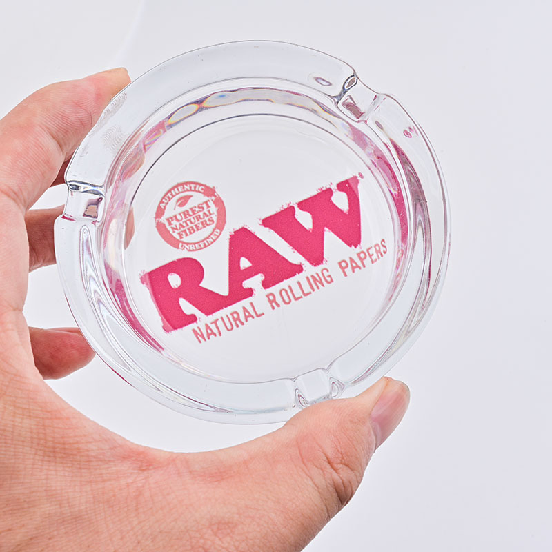 2024 Wholesale Raw Ashtray Glass Astray Custom Logo Round Crystal Glass Cigar Ashtray