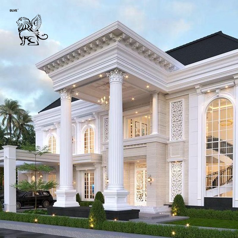 Circular Columns Stone Roman Column Classic Sandstone Pillars White Marble House Porch Pillar Factory Price