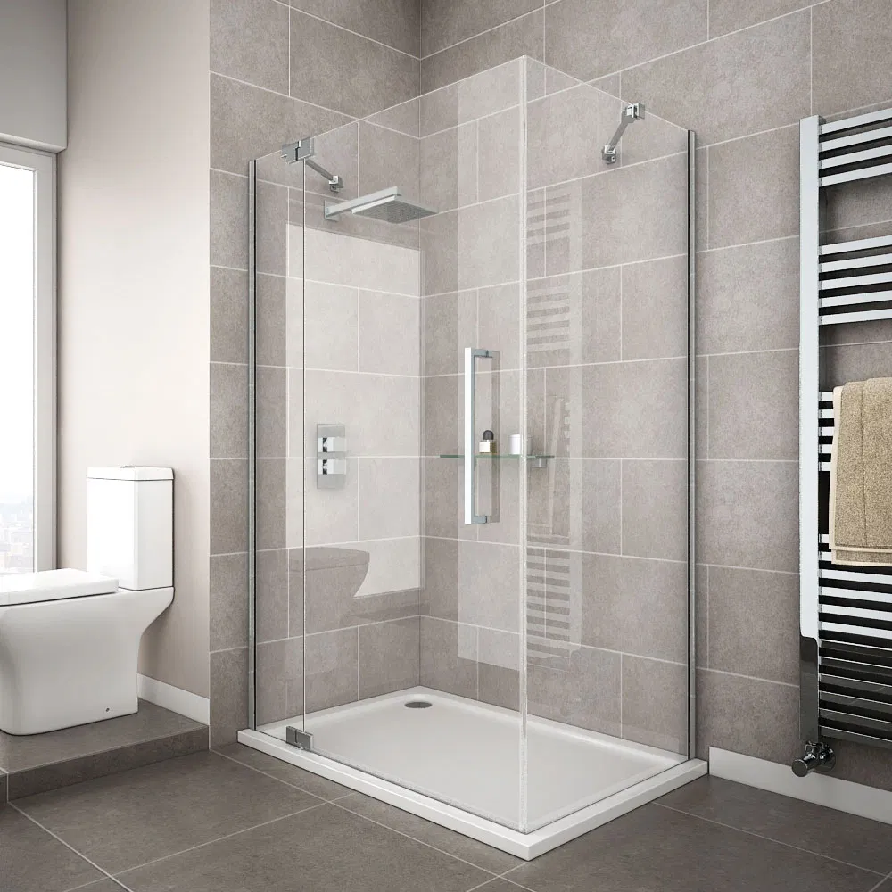Bathroom Modern Simple Clear Tempered Glass Sliding Door Shower Room