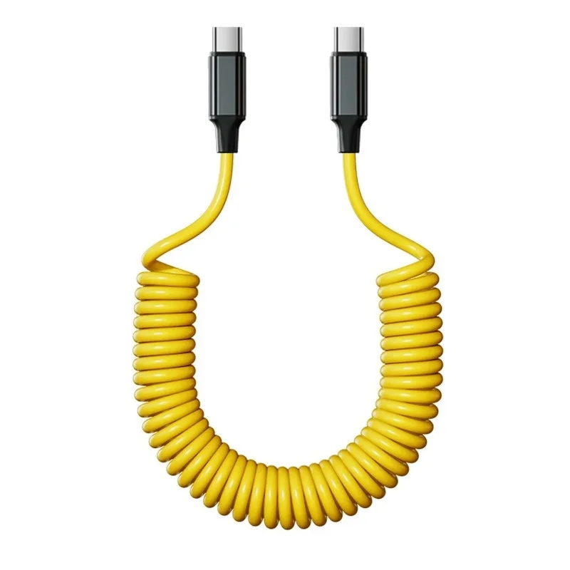 Кабель USB-C 100W с пружиной, двойной