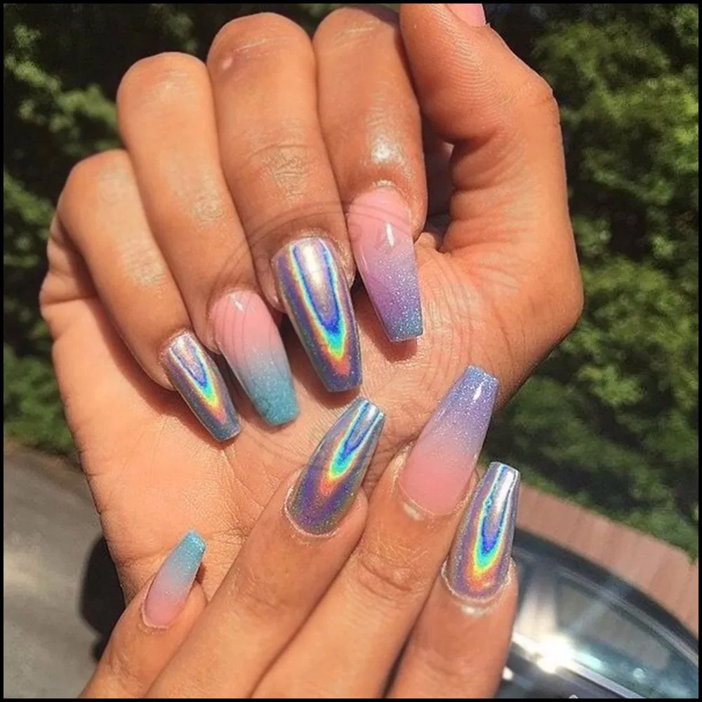 Rainbow Mirror Holographic Powder Laser Silver Holo Chrome Pigment