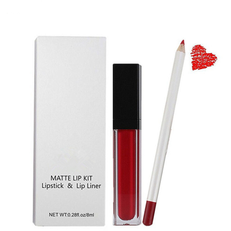High Quality Set De Labiales Matte Waterproof Liquid Lip Gloss and Lipliner Set