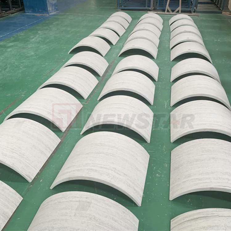 White Wooden Marble Interior Column Cladding Round Pillar Cladding