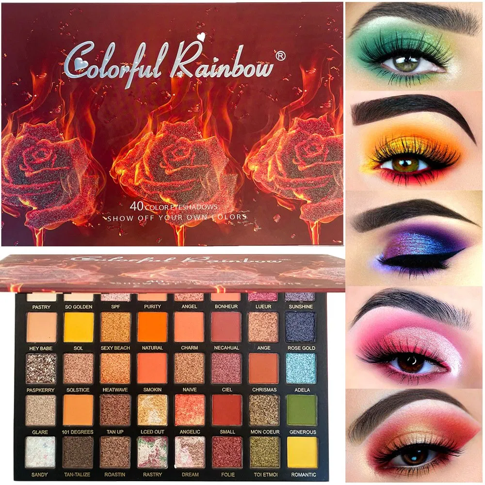Flame 40 Color Eye Shadow Plate Rose Stage Makeup