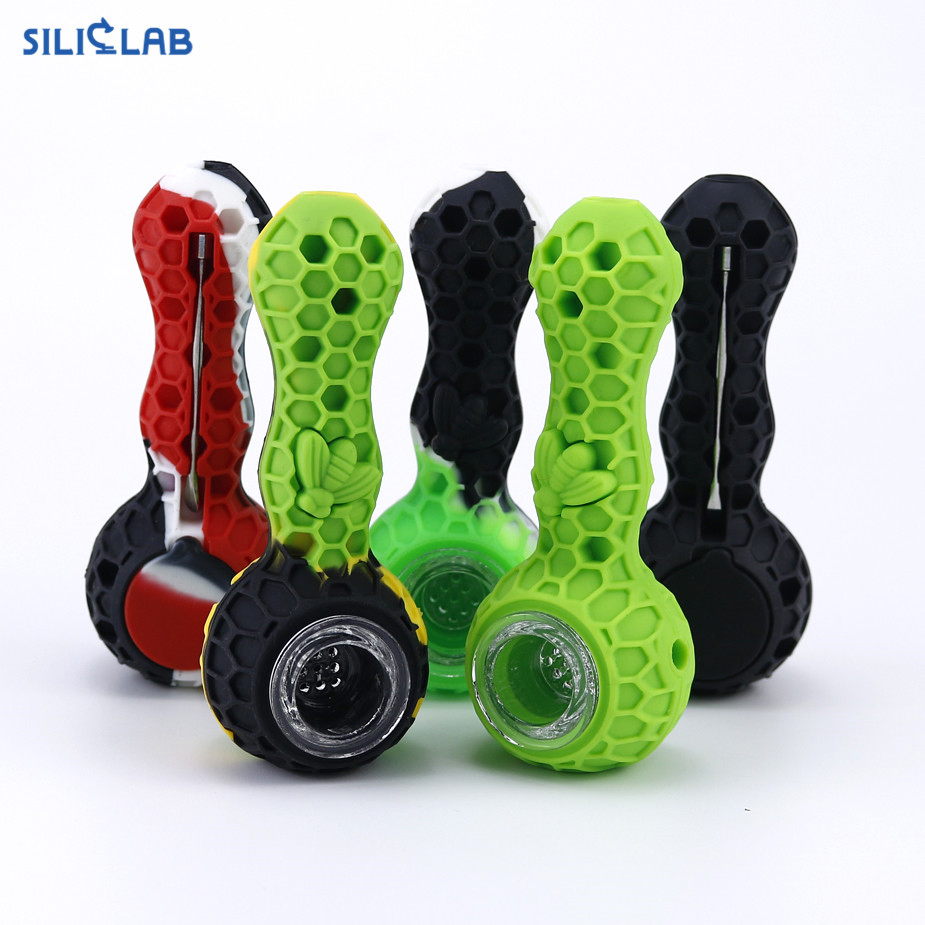 Brand Unbreakable Piece Silicone Straw Pipe with Free Glass Bowl Tobacco Smoking Pipes