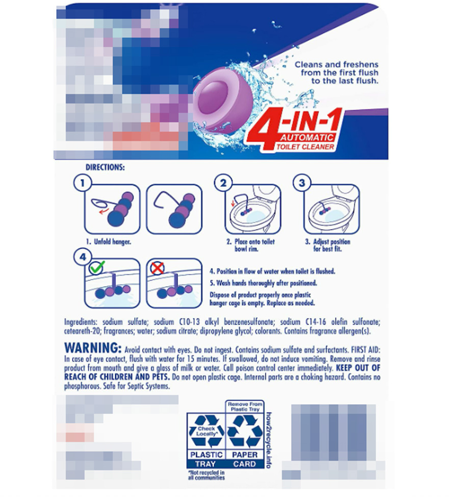 4-in-1 Automatic Lavender Fields Scent Rim Hanger Toliet Ball Toilet Bowl Cleaner