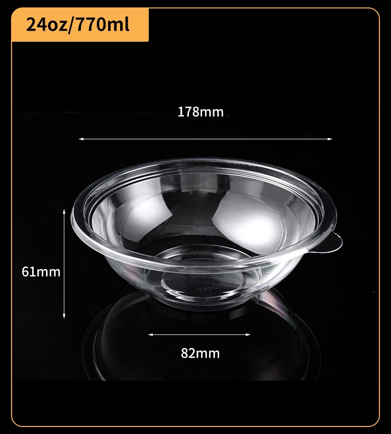 24oz Factory Direct Sales RPET Durable Plastic Salad Bowl Used for Dessert