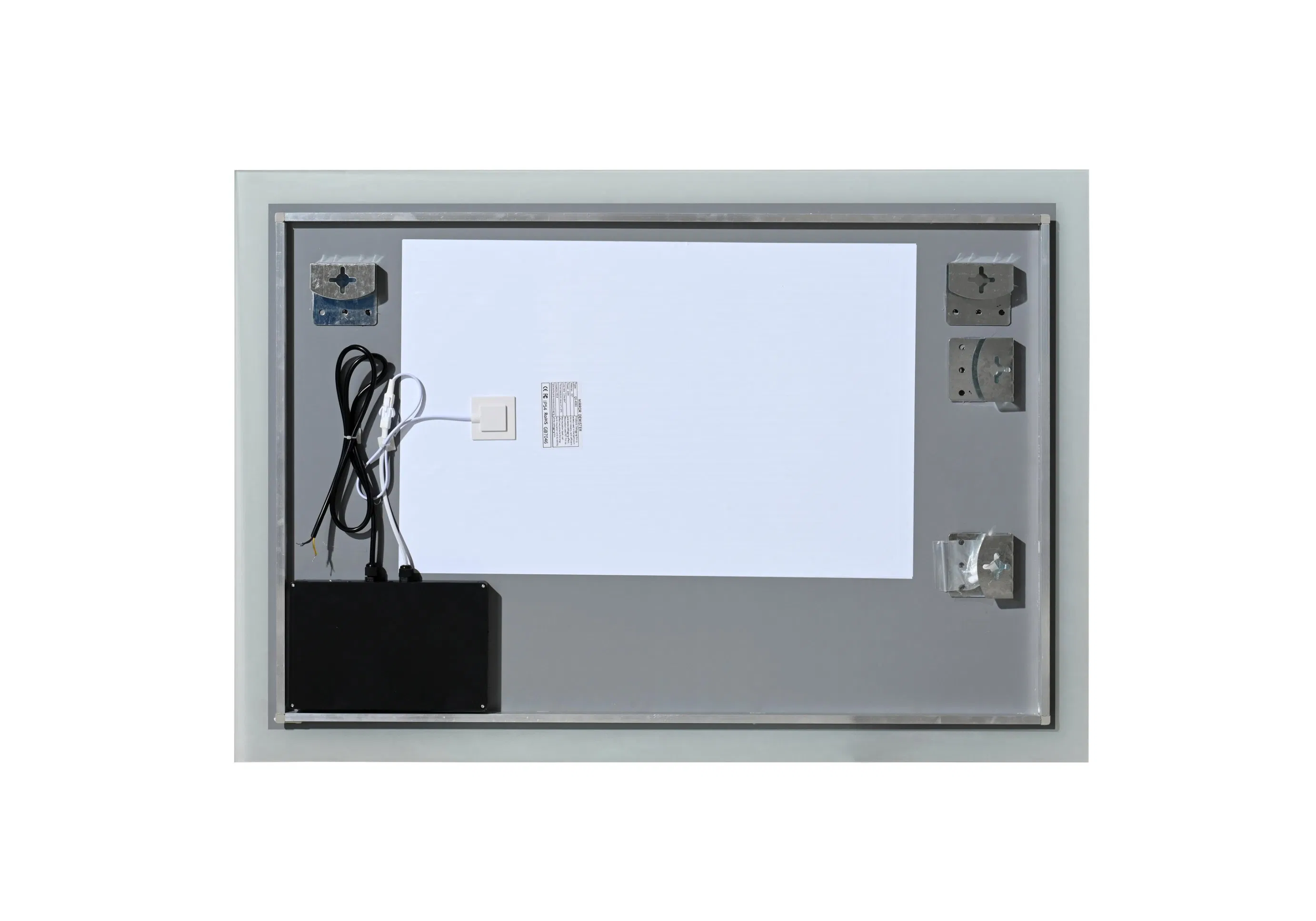 Frameless Rectangular Mirror with Anti-Fog Technology Touch Control Buttons and Three-Color LED Lights for Bathroom Mirror/Vanity Mirror