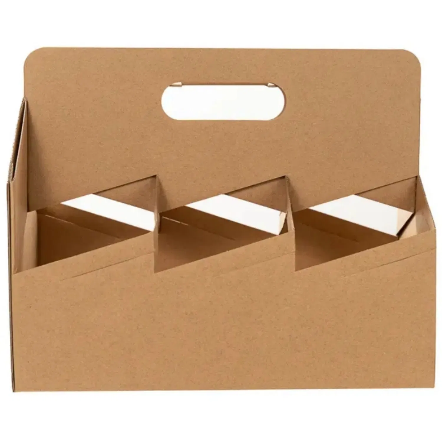 Eco-Friendly Take out Biodegradable Foldable Kraft Corrugated Cardboard Paper Drinks Cup Carrier Holder