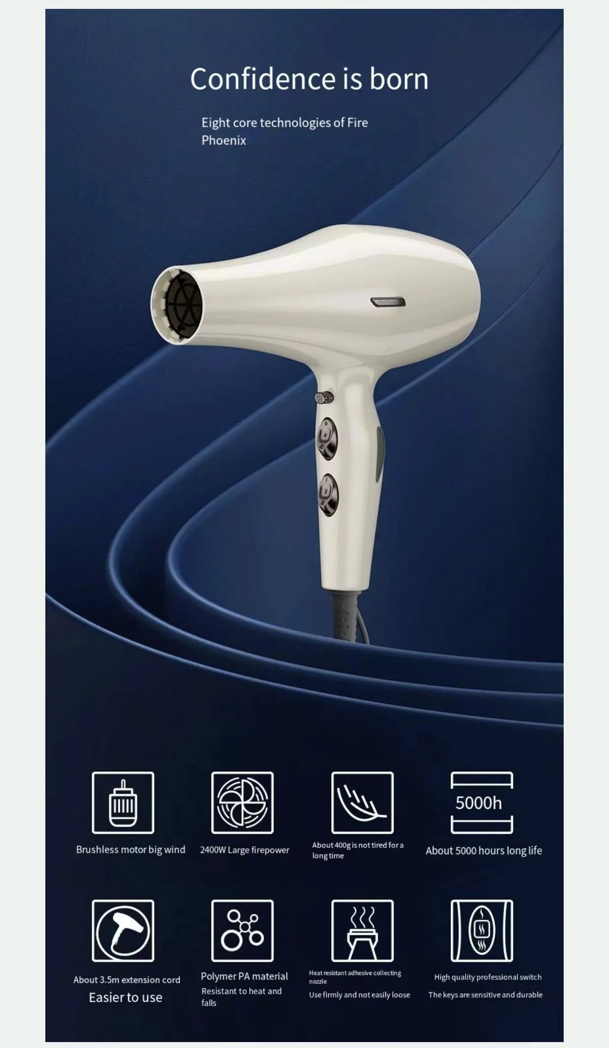 Portable Negative Ion Hair Dryer Fast Drying Hot and Cold Wind Barber Store Special Use