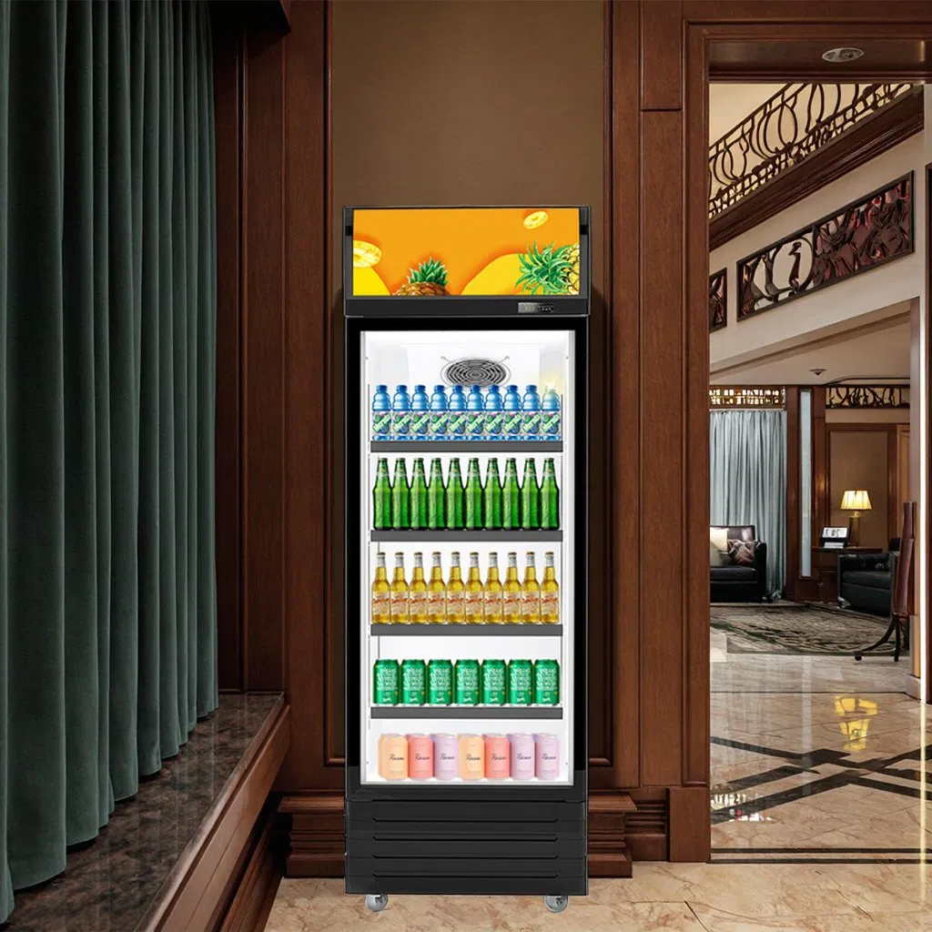 Promotion High-Quality Commercial Beverage Cooling Vertical Upright Double Tempered Swing Glass Doors Cold Coke Display Showcase Cooler