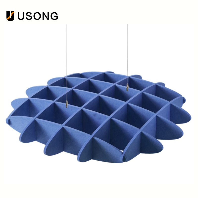 Usong Customizable Diameter Polyester Fiber Acoustic Ceiling Effective Sound Absorption Panel