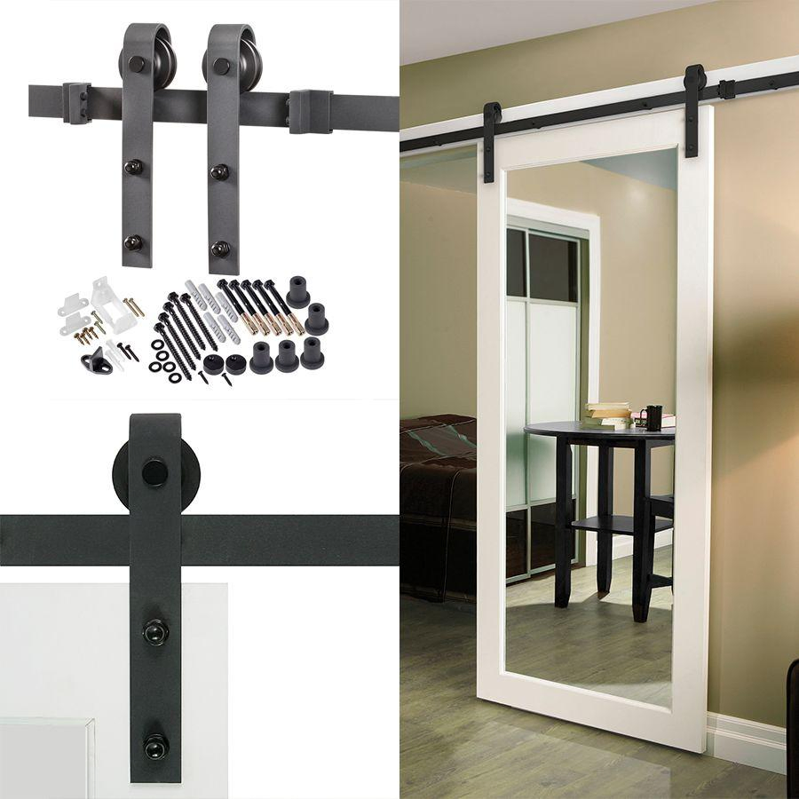 Black Steel Track Sliding Barn Door Hardware