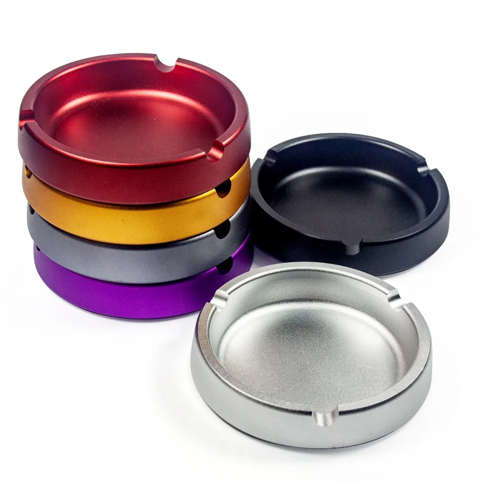 Smoking Accessories Outside Diameter 100mm Simple Design Metal Round Aluminum Smoking Ashtray