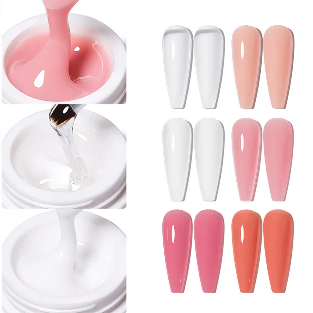 Nails Art Design Custom Manicure Care Colorful Nude Hard Jelly Resin Nail Extension Odorless UV Gel Kit