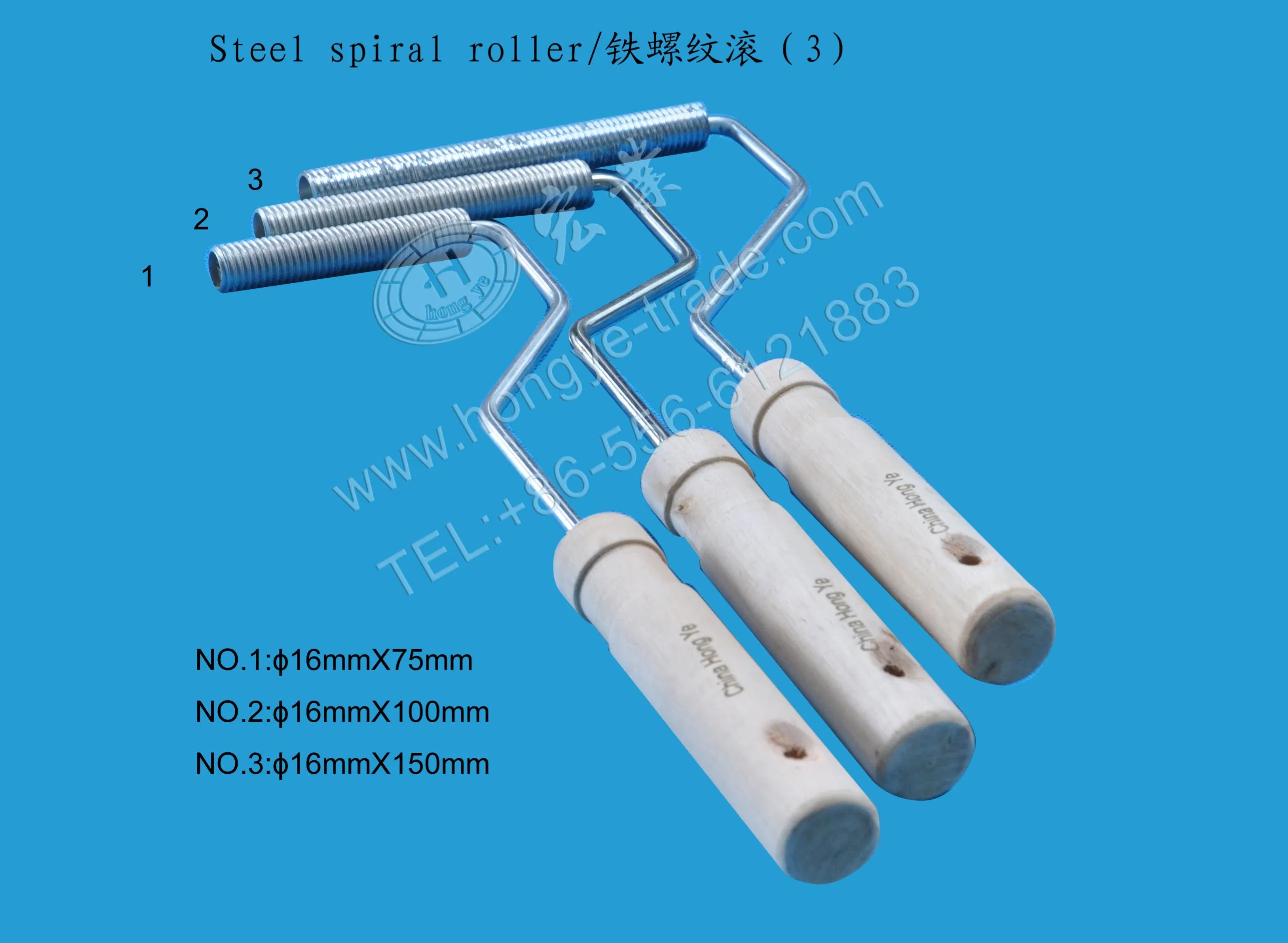 Customized Zinc Plated Plastic Handle Steel Spiral Roller for FRP Laminating
