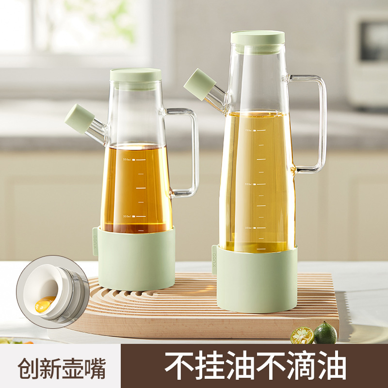High Borosilicate Glass Oil Seasoning Pot/Silicone Cap/Lid/Bottle/350ml -900ml