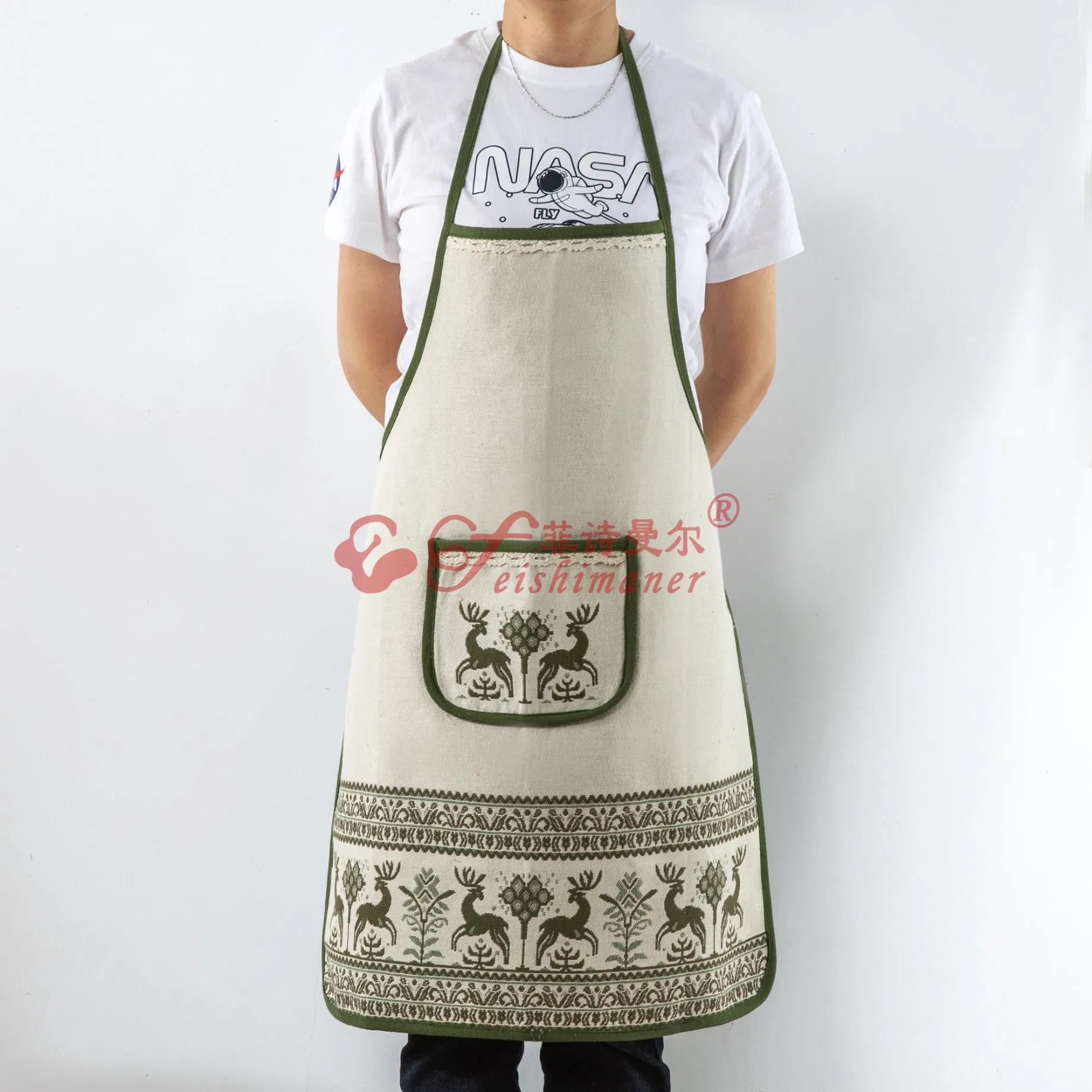 New Design Custom Color Restaurant Kitchen Cafe Fashion Waist Bib Cotton Hemp Apron