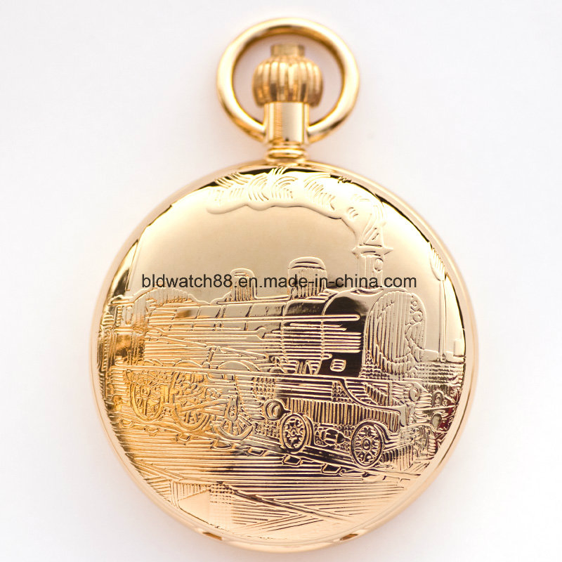 Vintage Steam Engine Embossed on Cover Full Hunter Antique Pocket Watches