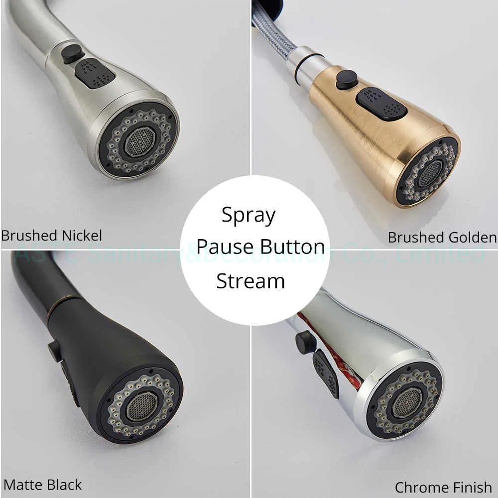 Pull out Satin Finish with Heated or Normal Temp Water Outflow 360 Degree Swivel Single Handle Stainless Steel Kitchen Mixer Faucet Tap for Pokf32011