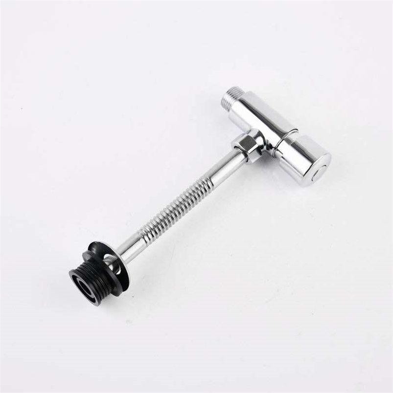 Modern Wall Mounted Chromed Plated Flush Valve: Time Delay Button, Hand Control, Brass Body, Ceramic Cartridge