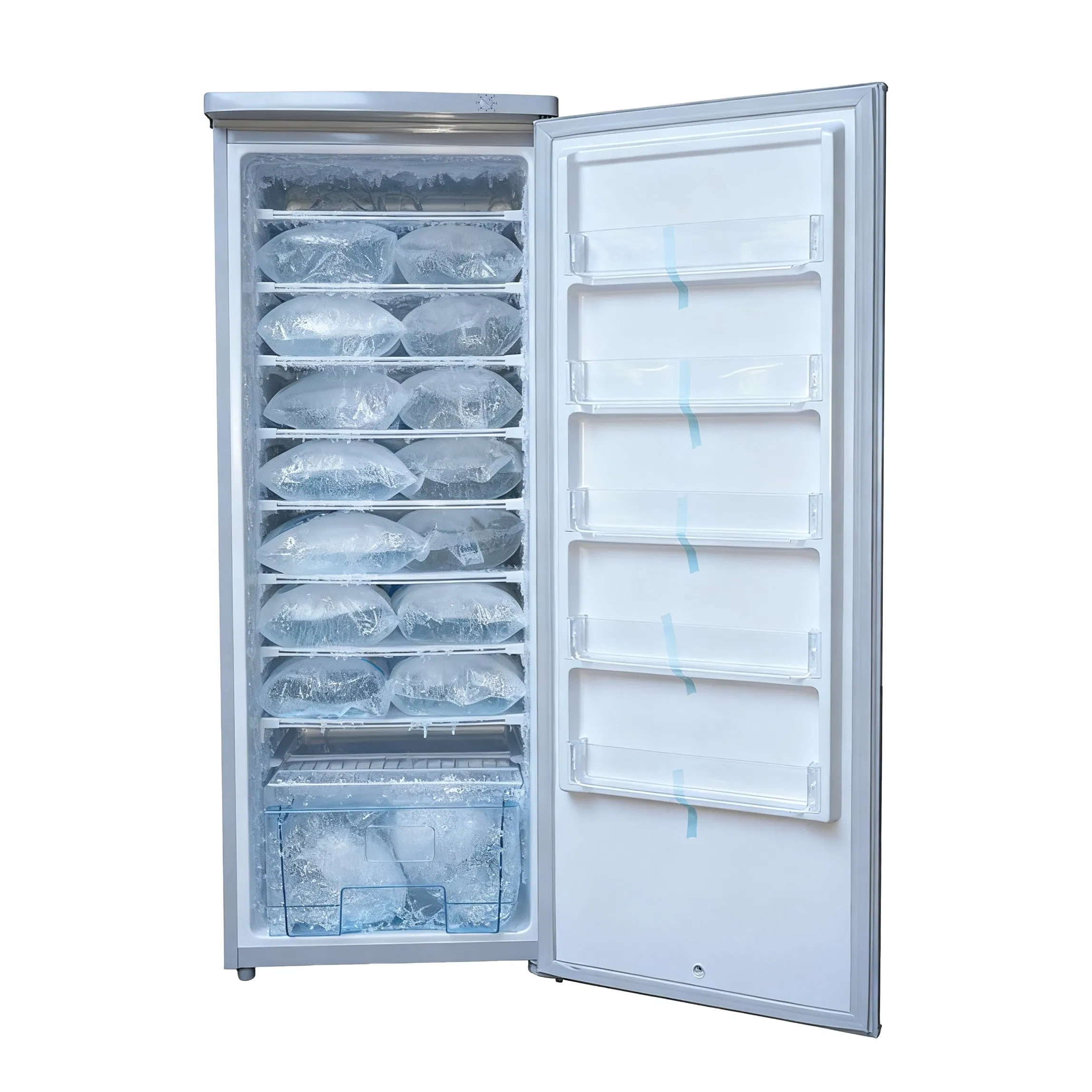 Efficient 205L Household Upright Freezer 8 Shelves 1 Drawer