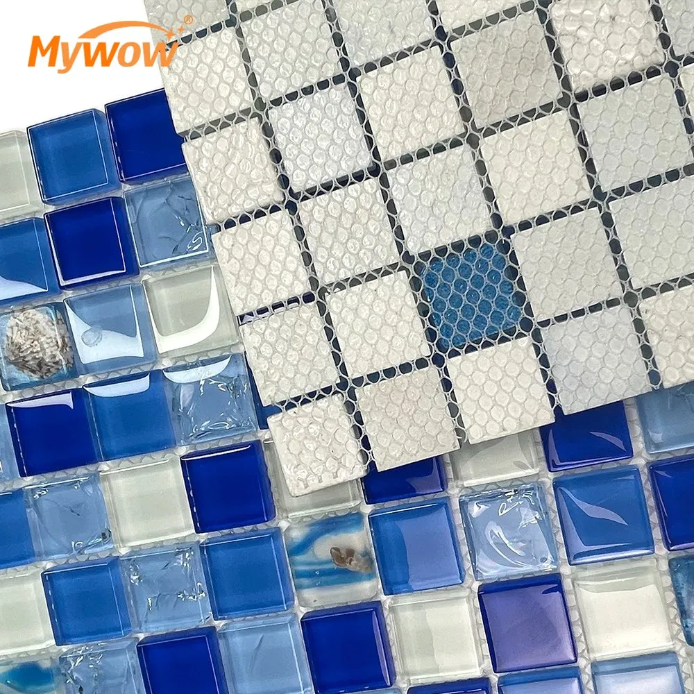 Голубая стеклянная мозаика для бассейна