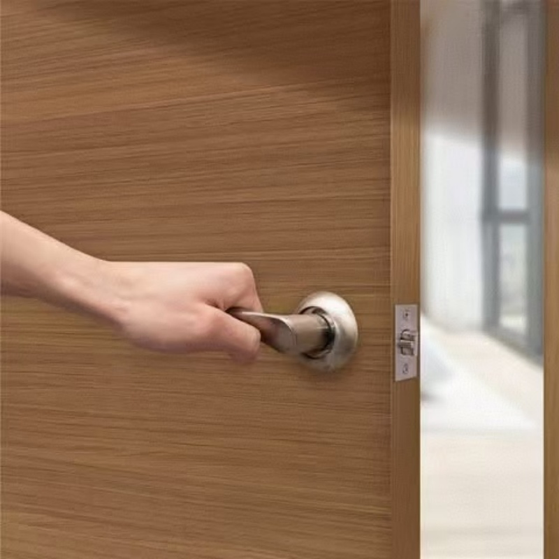 Wooden Door with Full Height Raised Panel Design and Matte Lacquer Finish for Elegant Interior Spaces