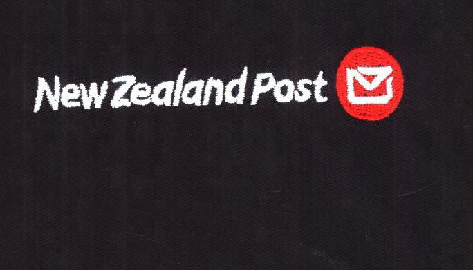 New Zealand Black Embroidery and Grey Printed Cotton Apron for Post Office