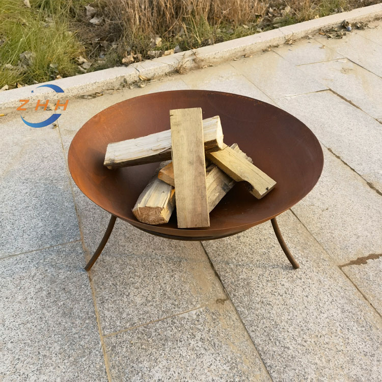 Metal Fire Pit Corten Steel Round Design with for Home Garden Ornaments