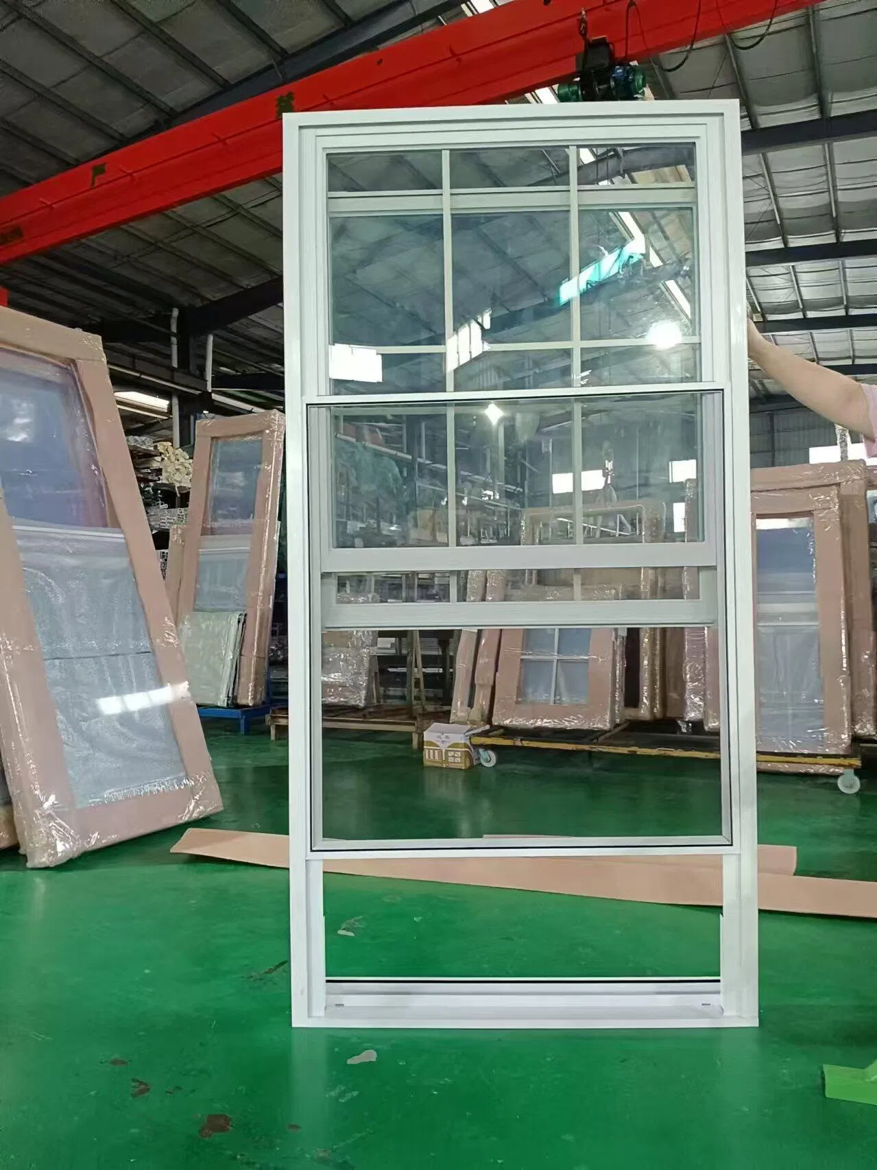Modern UPVC Single Hung Vertical Sliding Window with Insulated Glass and Screen