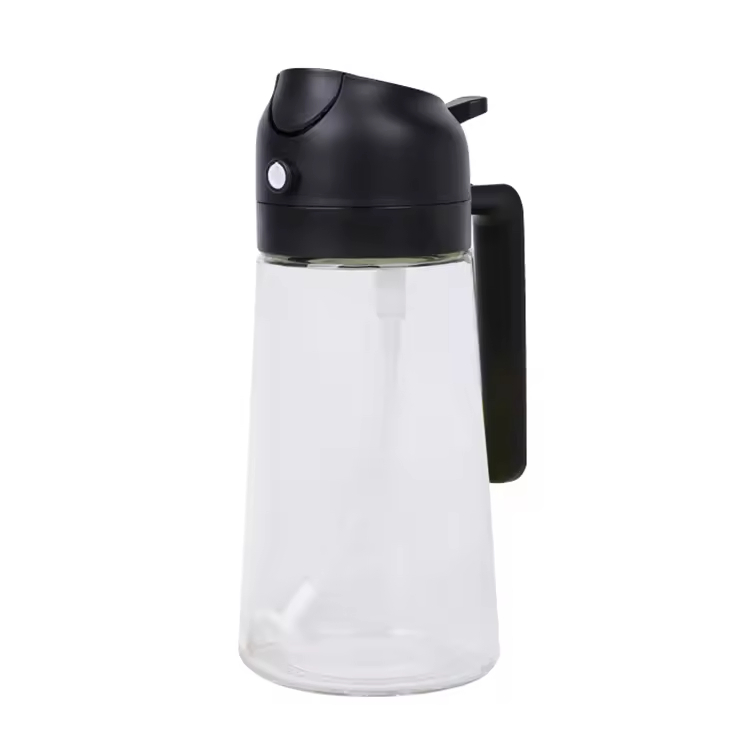 Custom Logo Dark Green 16oz Oil Dispenser Pourer Bottle 2 in 1 Kitchen Cooking Olive Oil Sprayer for Air Fryer Salad Barbecue Baking Oil Sprayer Bottle