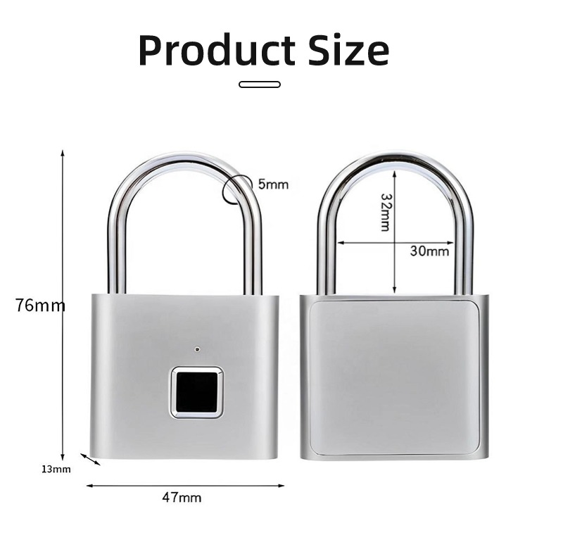 SLS IP55 Waterproof Rechargeable Intelligent Biometric Fingerprint Portable Anti-Theft Padlock