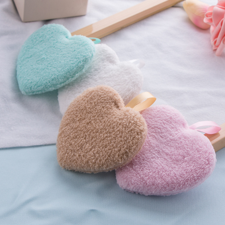 Heart Shape Makeup Remover Cloth Microfiber Face Towel Reuseable Cotton Pads Makeup Remover Pads