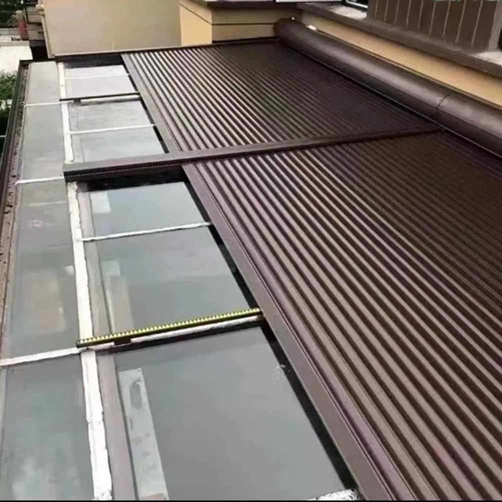 Factory-Made Aluminum Alloy Roll-up Sunshade Privacy Shading Curtain Folding Canopy with Remote Control