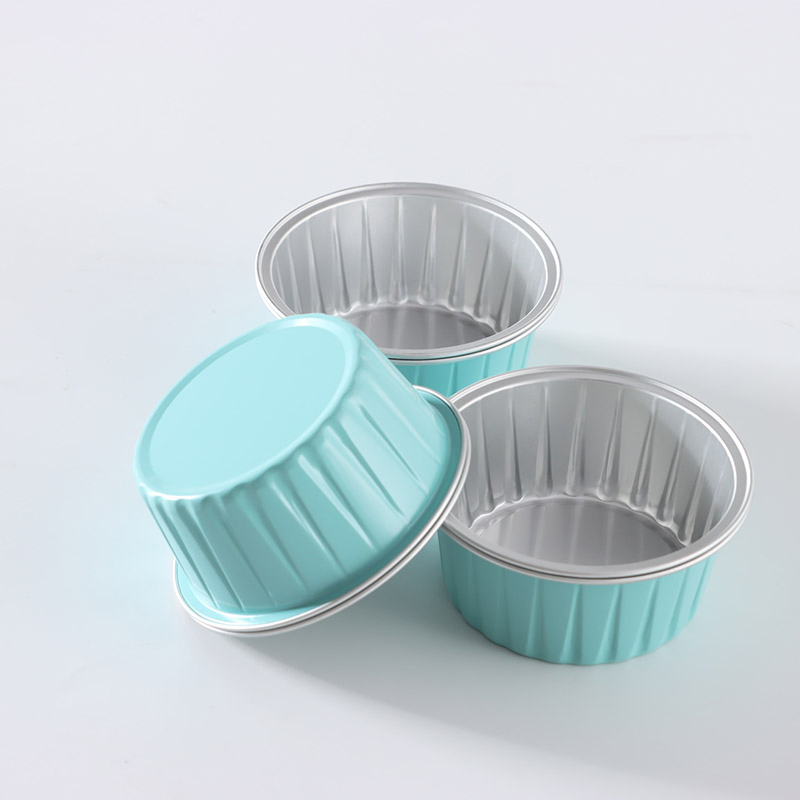 Custom Logo Color Smooth Wall Pastry Tray Disposable Aluminum Foil Food Container with Transparent Lid
