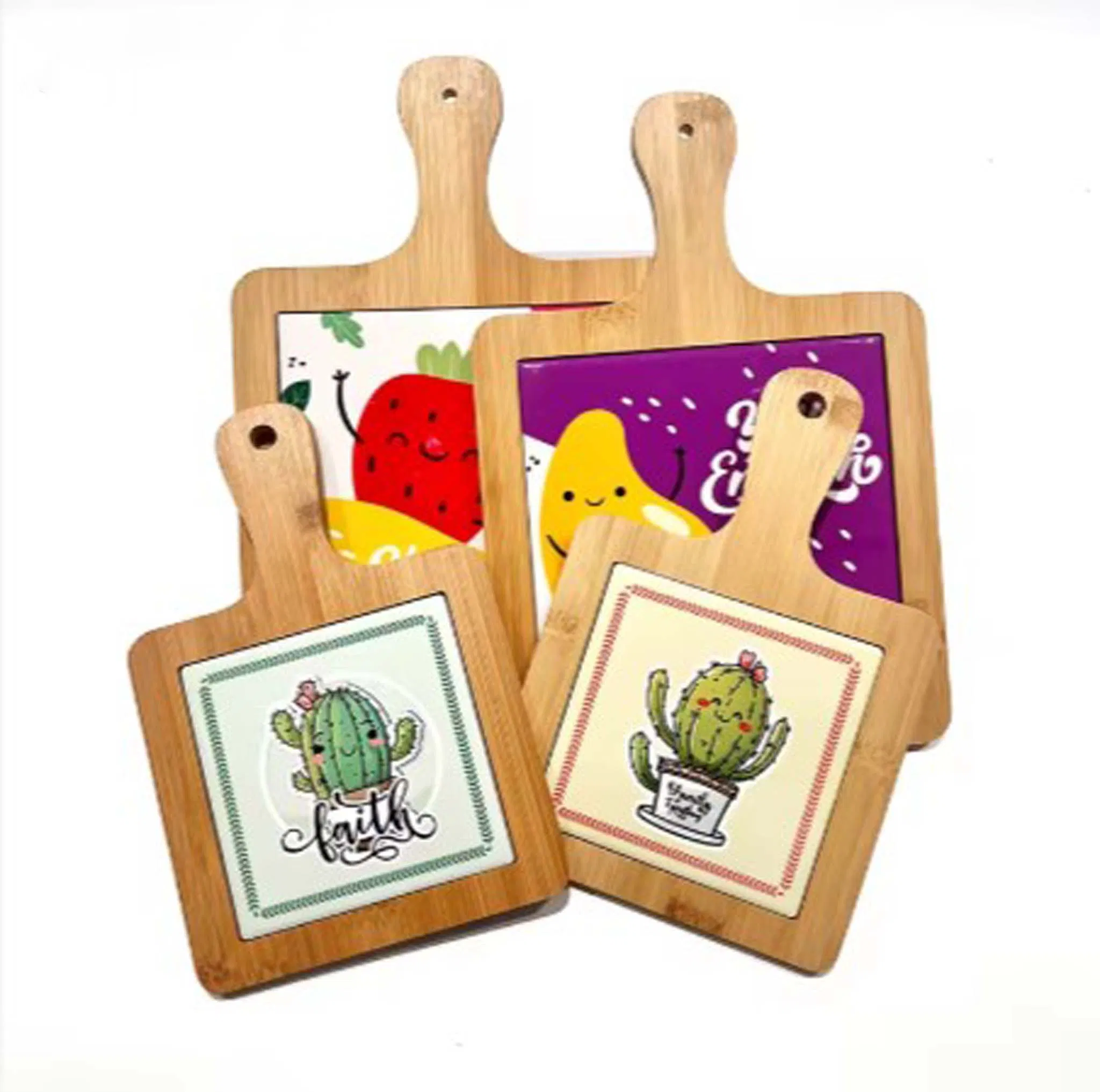 Подставка под горячее из бамбука и керамики