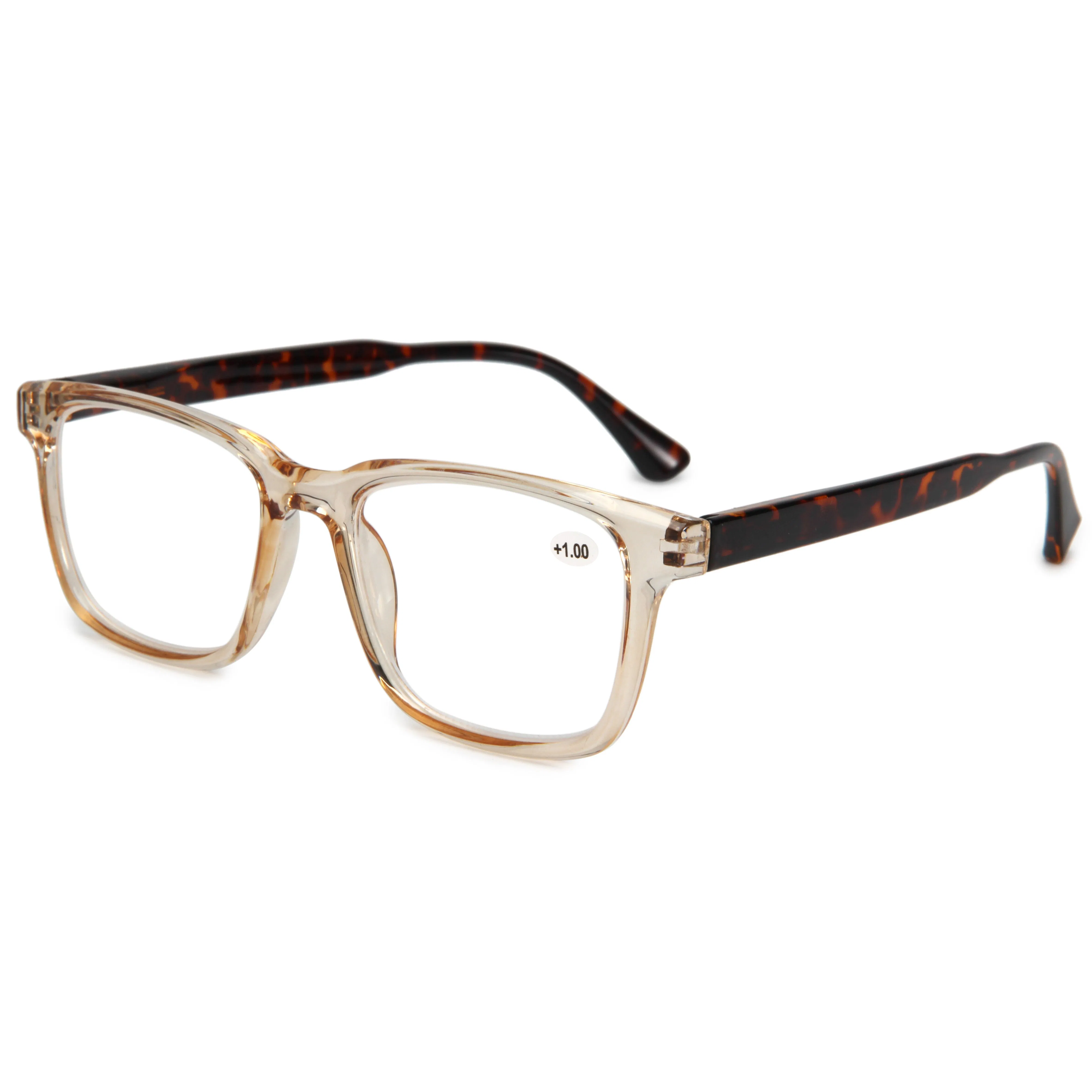 Custom Square Special Transparent Temple Eyewear Glasses Fashion Flexible Hinge PC Competitive Reading Glasses