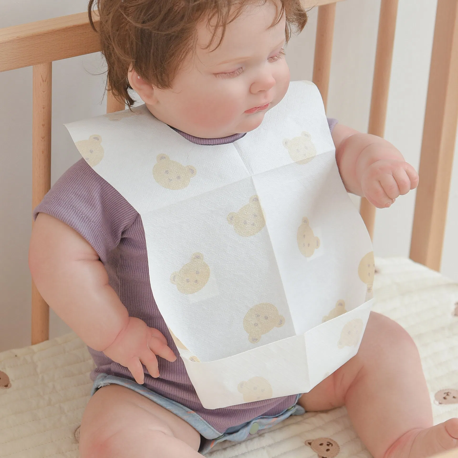 Customized OEM 20 PCS Individually Wrapped 3 Layers Leakproof Disposable Baby Apron Bibs for Infants Feeding Travel
